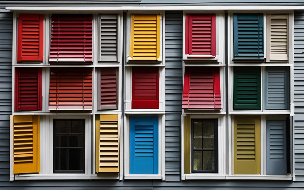 Ilustración de fachada con ventanas con póstigos de colores